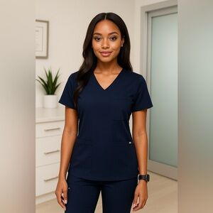 FIGS Catarina One-Pocket Scrub Top Navy